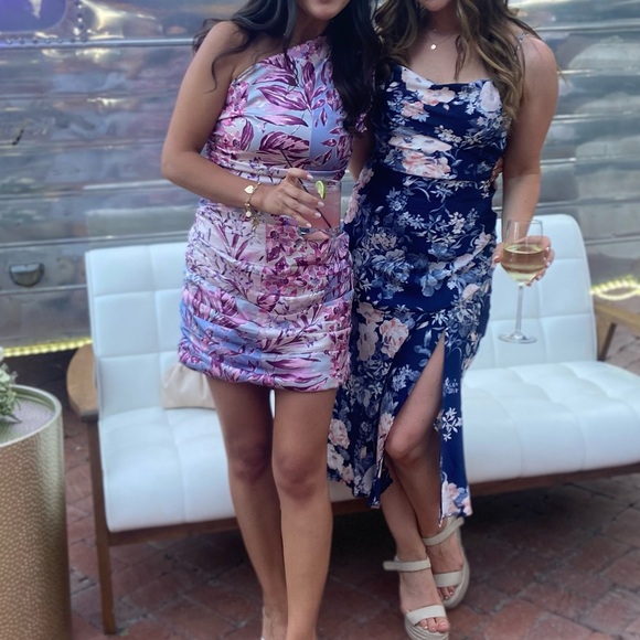 Floral Ruched One Shoulder Mini Dress - Picture 4 of 4